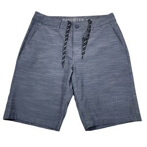 Hang Ten Hybrid Board Short sz 32 Men Blue Stripe Flat Front Swim Surf Golf 11"